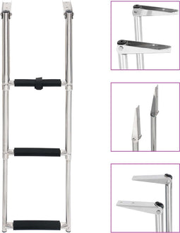 vidaXL - Boordladder - inklapbaar - met - 3 - sporten - roestvrij - staal