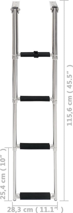 vidaXL - Boordladder - inklapbaar - met - 4 - sporten - roestvrij - staal