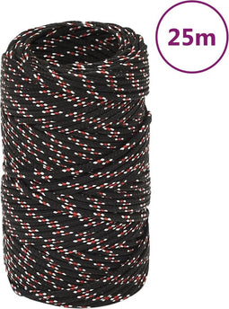 vidaXL - Boot - touw - 2 - mm - 25 - m - polypropyleen - zwart