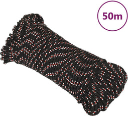 vidaXL - Boot - touw - 3 - mm - 50 - m - polypropyleen - zwart