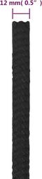 vidaXL - Boottouw - 12 - mm - 25 - m - polypropeen - zwart