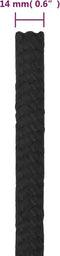 vidaXL - Boottouw - 14 - mm - 50 - m - polypropeen - zwart