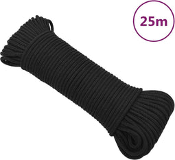 vidaXL - Boottouw - 3 - mm - 25 - m - polypropeen - zwart