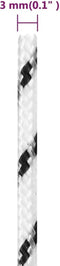 vidaXL - Boottouw - gevlochten - 3 - mmx25 - m - polyester - wit