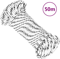 vidaXL - Boottouw - gevlochten - 4 - mmx50 - m - polyester - wit