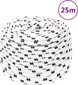 vidaXL - Boottouw - gevlochten - 6 - mmx25 - m - polyester - wit