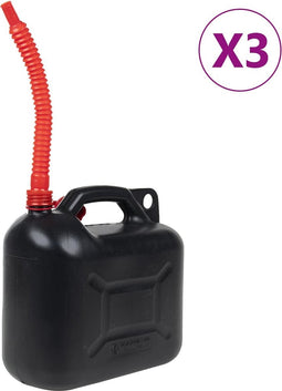 vidaXL - Brandstoftanks - 3 - st - met - flexibele - tuit - zwart - 10 - l - kunststof
