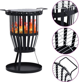 vidaXL - Buiten - vuurplaats - met - barbecuerooster - 47,5 - cm - staal