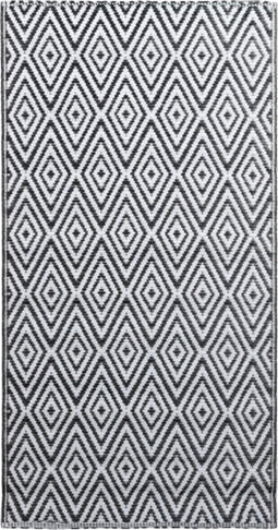 vidaXL - Buitenkleed - 120x180 - cm - PP - wit - en - zwart