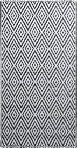 vidaXL - Buitenkleed - 160x230 - cm - PP - wit - en - zwart