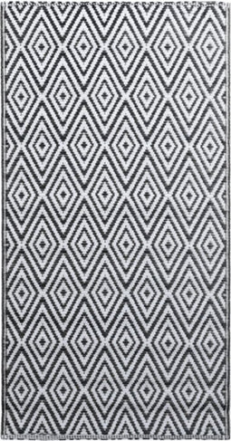 vidaXL - Buitenkleed - 190x290 - cm - PP - wit - en - zwart