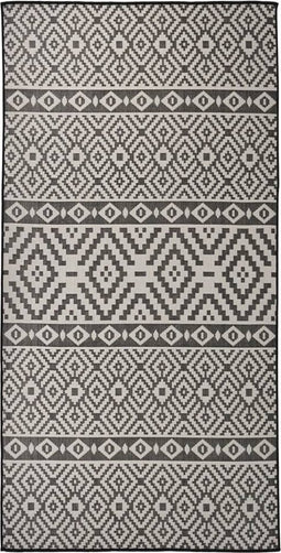 vidaXL - Buitenkleed - met - patroon - platgeweven - 100x200 - cm - zwart