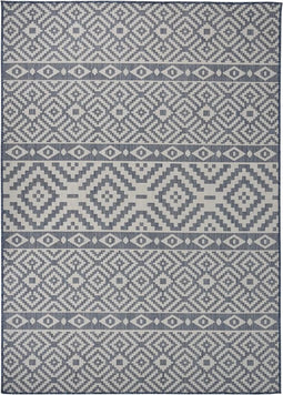 vidaXL - Buitenkleed - met - patroon - platgeweven - 120x170 - cm - blauw