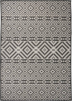 vidaXL - Buitenkleed - met - patroon - platgeweven - 120x170 - cm - zwart