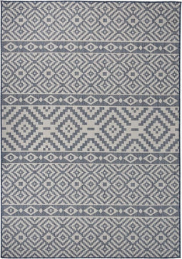 vidaXL - Buitenkleed - met - patroon - platgeweven - 160x230 - cm - blauw