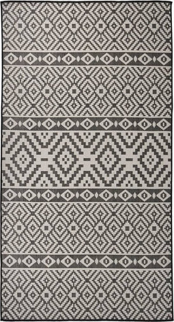 vidaXL - Buitenkleed - met - patroon - platgeweven - 80x150 - cm - zwart