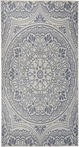 vidaXL - Buitenkleed - met - patroon - platgeweven - 80x150 - cm - blauw