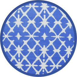 vidaXL - Buitenkleed - Ø120 - cm - polypropeen - blauw - en - wit