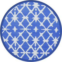 vidaXL - Buitenkleed - Ø200 - cm - polypropeen - blauw - en - wit