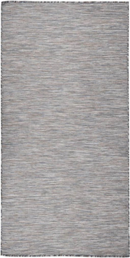 vidaXL - Buitenkleed - platgeweven - 100x200 - cm - bruin - en - blauw