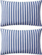 vidaXL - Buitenkussens - 60x40 - cm - gestreept - marineblauw - 2 - st