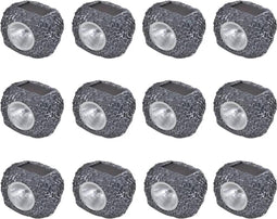 vidaXL Buitenverlichting zonne-energie LED tuinlamp steenvormig 12 stuks