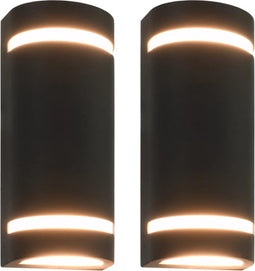vidaXL Buitenwandlampen 2 st 35 W halfrond zwart