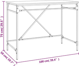vidaXL - Bureau - 100x50x75 - cm - bewerkt - hout - en - ijzer - bruin - eikenkleur