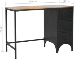 vidaXL - Bureau - 100x50x76 - cm - massief - vurenhout - en - staal