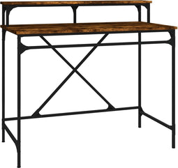 vidaXL - Bureau - 100x50x90 - cm - bewerkt - hout - en - ijzer - gerookt - eikenkleurig