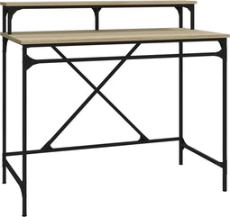 vidaXL - Bureau - 100x50x90 - cm - bewerkt - hout - en - ijzer - sonoma - eikenkleur