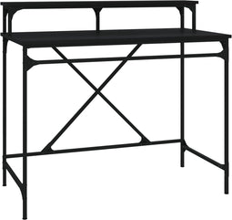 vidaXL - Bureau - 100x50x90 - cm - bewerkt - hout - en - ijzer - zwart