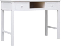 vidaXL - Bureau - 108x45x76 - cm - massief - paulowniahout - wit