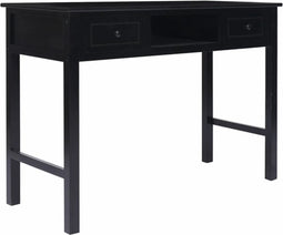 vidaXL - Bureau - 108x45x76 - cm - massief - paulowniahout - zwart