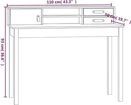 vidaXL - Bureau - 110x50x93 - cm - massief - grenenhout - honingbruin