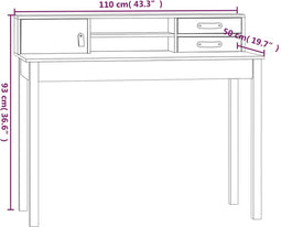 vidaXL - Bureau - 110x50x93 - cm - massief - grenenhout - wit