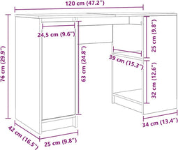 vidaXL - Bureau - 120x42x76 - cm - spaanplaat - wit