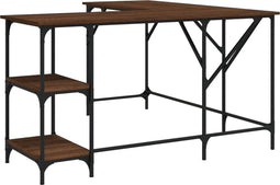 vidaXL - Bureau - 139x139x75 - cm - bewerkt - hout - bruin - eikenkleur