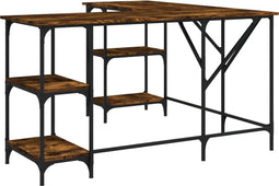 vidaXL - Bureau - 139x139x75 - cm - bewerkt - hout - gerookt - eikenkleurig