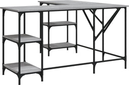 vidaXL - Bureau - 139x139x75 - cm - bewerkt - hout - grijs - sonoma - eikenkleurig