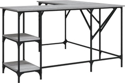 vidaXL - Bureau - 139x139x75 - cm - bewerkt - hout - grijs - sonoma - eikenkleurig