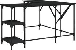 vidaXL - Bureau - 139x139x75 - cm - bewerkt - hout - zwart