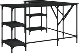 vidaXL - Bureau - 139x139x75 - cm - bewerkt - hout - zwart