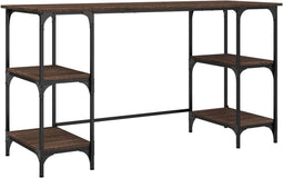 vidaXL - Bureau - 140x50x75 - cm - metaal - en - bewerkt - hout - bruin - eikenkleur