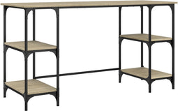 vidaXL - Bureau - 140x50x75 - cm - metaal - en - bewerkt - hout - sonoma - eikenkleurig