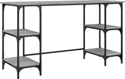 vidaXL - Bureau - 140x50x75 - cm - metaal - en - bewerkt - hout - grijs - sonoma - eiken