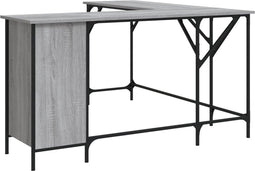 vidaXL - Bureau - 141x141x75 - cm - bewerkt - hout - grijs - sonoma - eikenkleurig