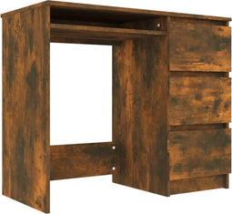vidaXL - Bureau - 90x45x76 - cm - bewerkt - hout - gerookt - eikenkleurig