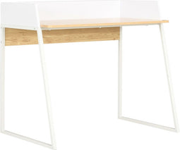 vidaXL - Bureau - 90x60x88 - cm - wit - en - eikenkleurig