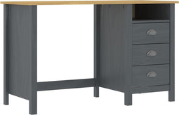 vidaXL - Bureau - Hill - 3 - lades - 120x50x74 - cm - massief - grenenhout - grijs